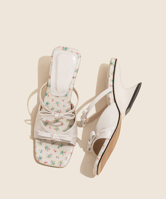 Fashion Bow Splicing Wedge Pink Faux Leather Slide Sandals Peep Toe