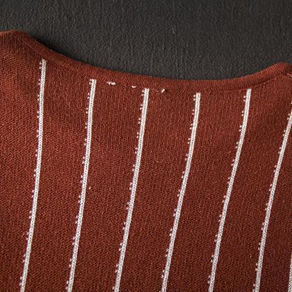 Modische braun gestreifte Baggy Maxi Pullover Kleider für Frauen