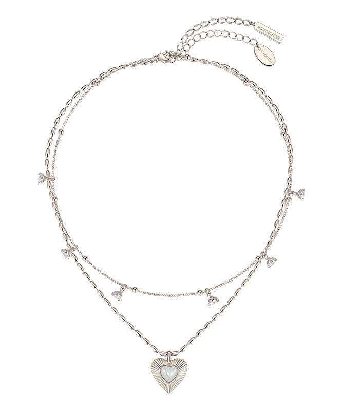 Fashion Gold Copper Overgild Love Shell Double-Layer Pendant Necklace