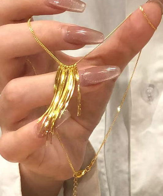 Fashion Gold Copper Overgild Tassel Pendant Necklace