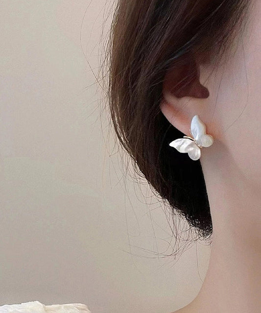 Fashion Gold Copper Overgild Zircon Butterfly Stud Earrings