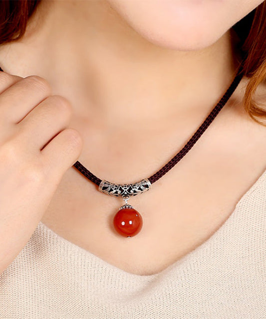 Modische Halskette mit grünem Achat-Anhänger aus Legierung