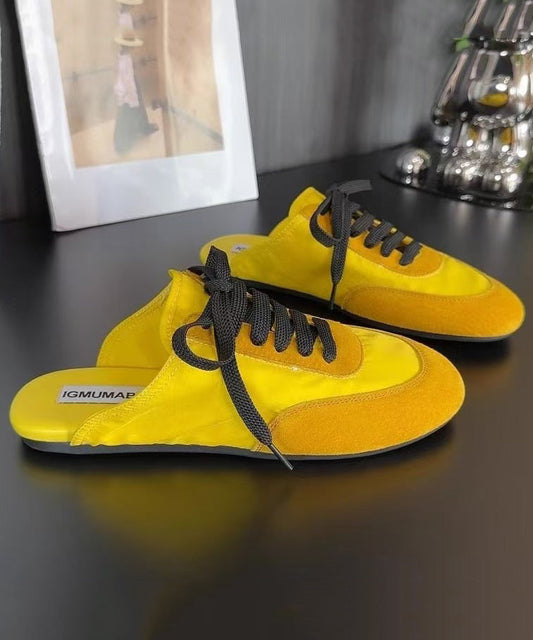 Fashion Lace Up Splicing Blue Suede Slide Sandals