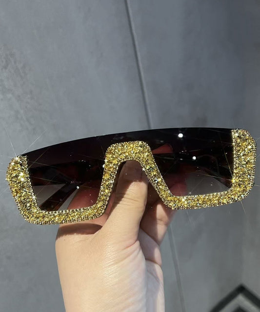Fashion Multicolor Zircon Half Frame Sunglasses