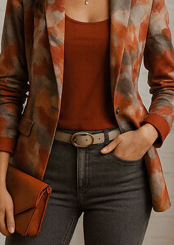 Fashion Peter Pan Collar Print Blazer Jackets Coat Fall