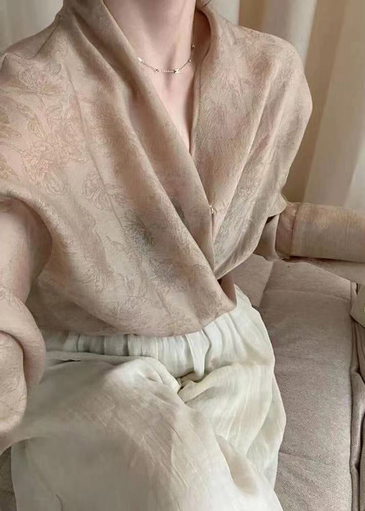 Modisches rosa asymmetrisches Jacquard-Chiffon-Top für den Frühling