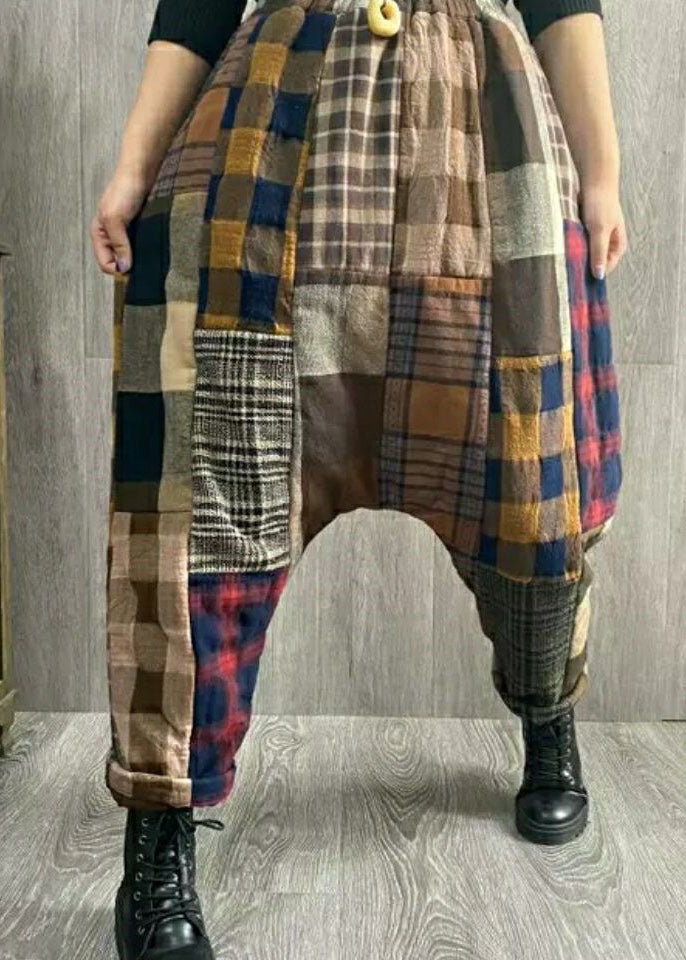 Mode Plaid Patchwork dicke Leinenhose Winter