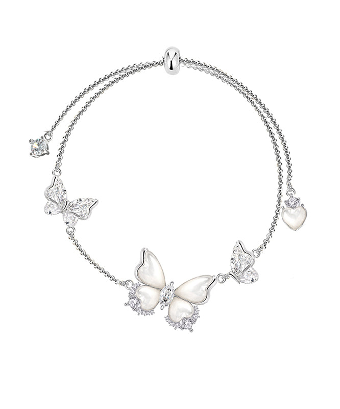 Fashion Silk Copper Alloy Zircon Butterfly Charm Bracelet