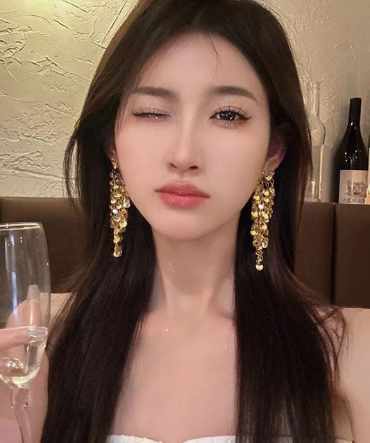 Modische Ohrringe mit Pailletten und Quaste aus Seide und Metalllegierung