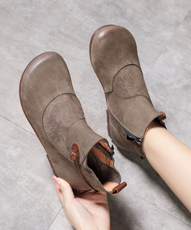 Fashion Splicing Boots Schokoladenbraune Stiefel aus Rindsleder und Wildleder