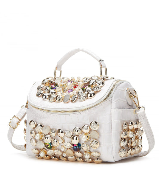 Fashion Versatile Black Nail Bead Zircon Tote Bag