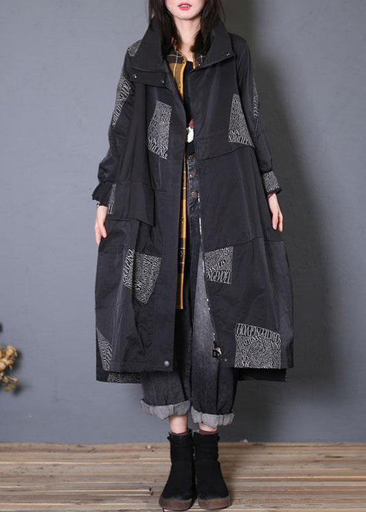 Fashion plus size Coats fall black zippered coats - SooLinen