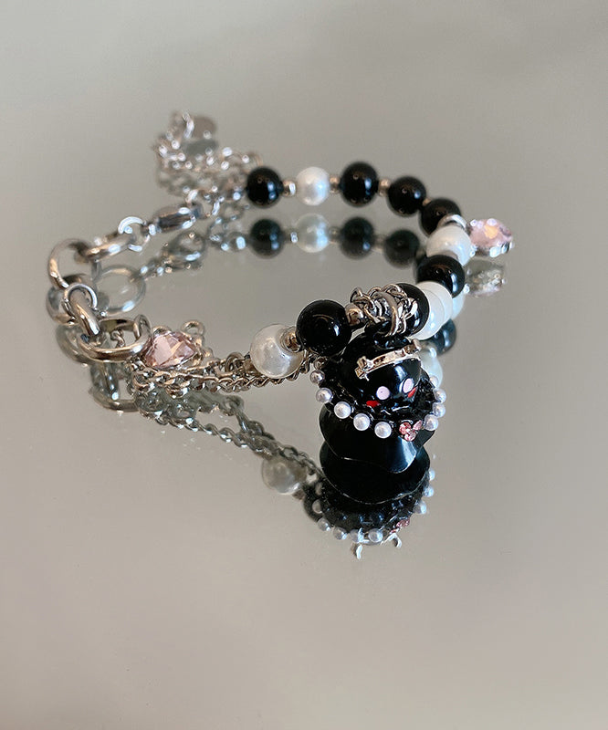 Feine Legierung Zirkon Perle Schwarz Weiß Ghost Zweiteiliges Set Charm Armband