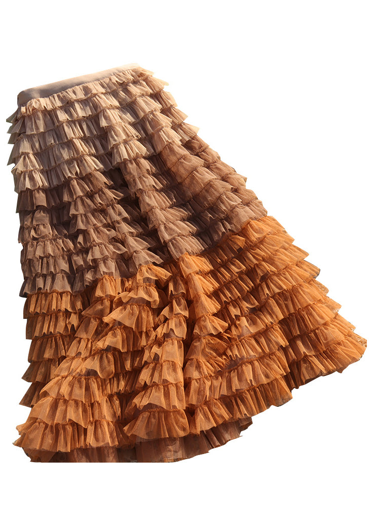 Feiner Blauer Patchwork Farbverlauf Tüllrock Frühling