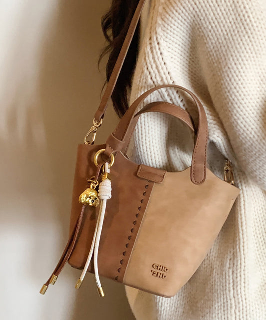 Fine Brown Patchwork Faux Leather Tote Handbag