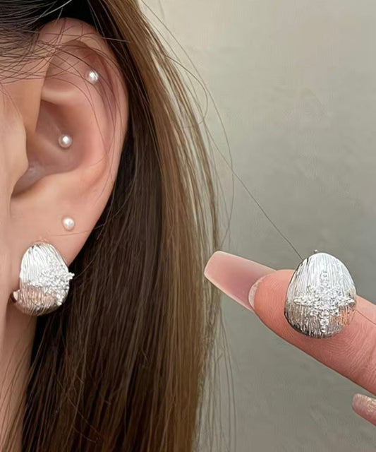 Ohrstecker aus feinem Gold und Kupfer mit Zirkon-Hexagramm, vergoldet