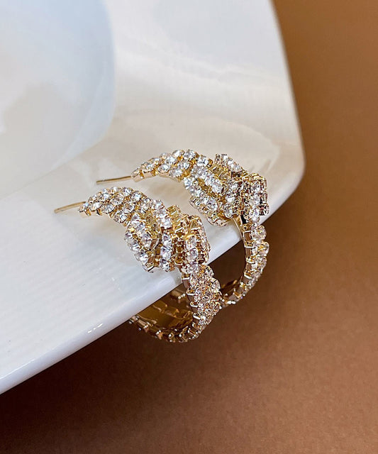 Fine Gold Copper Zircon Overgild Hoop Earrings