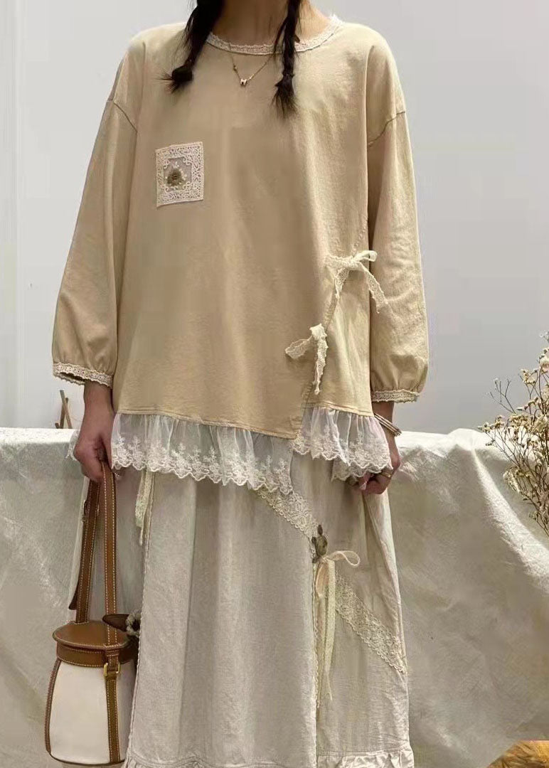 Feines grünes asymmetrisches Patchwork-Sweatshirt aus Baumwolle