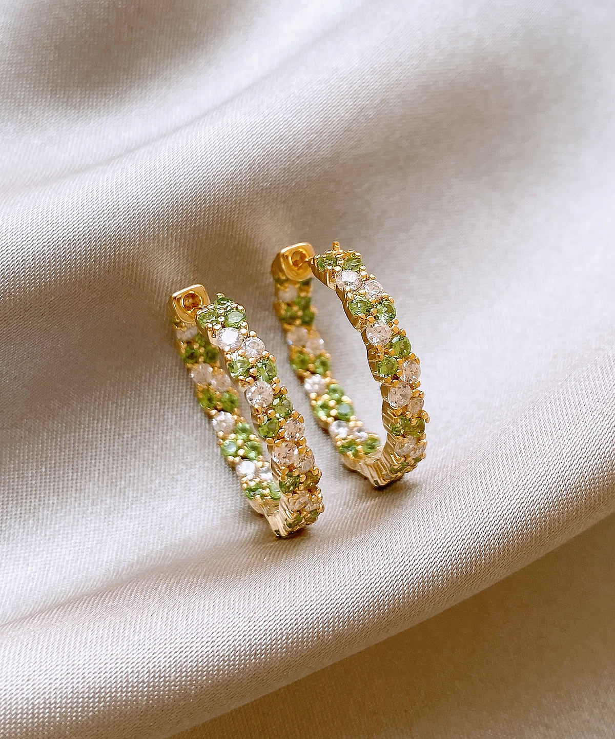 Fine Green Copper Overgild Zircon Hoop Earrings