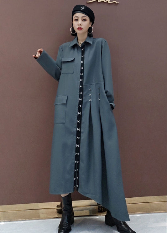 Feine graue asymmetrische Taschen Kleider Frühling