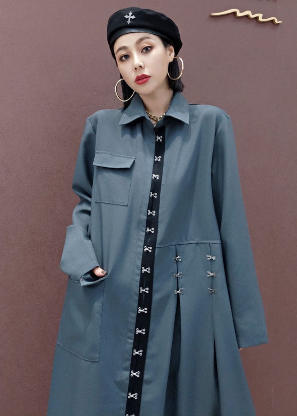 Feine graue asymmetrische Taschen Kleider Frühling