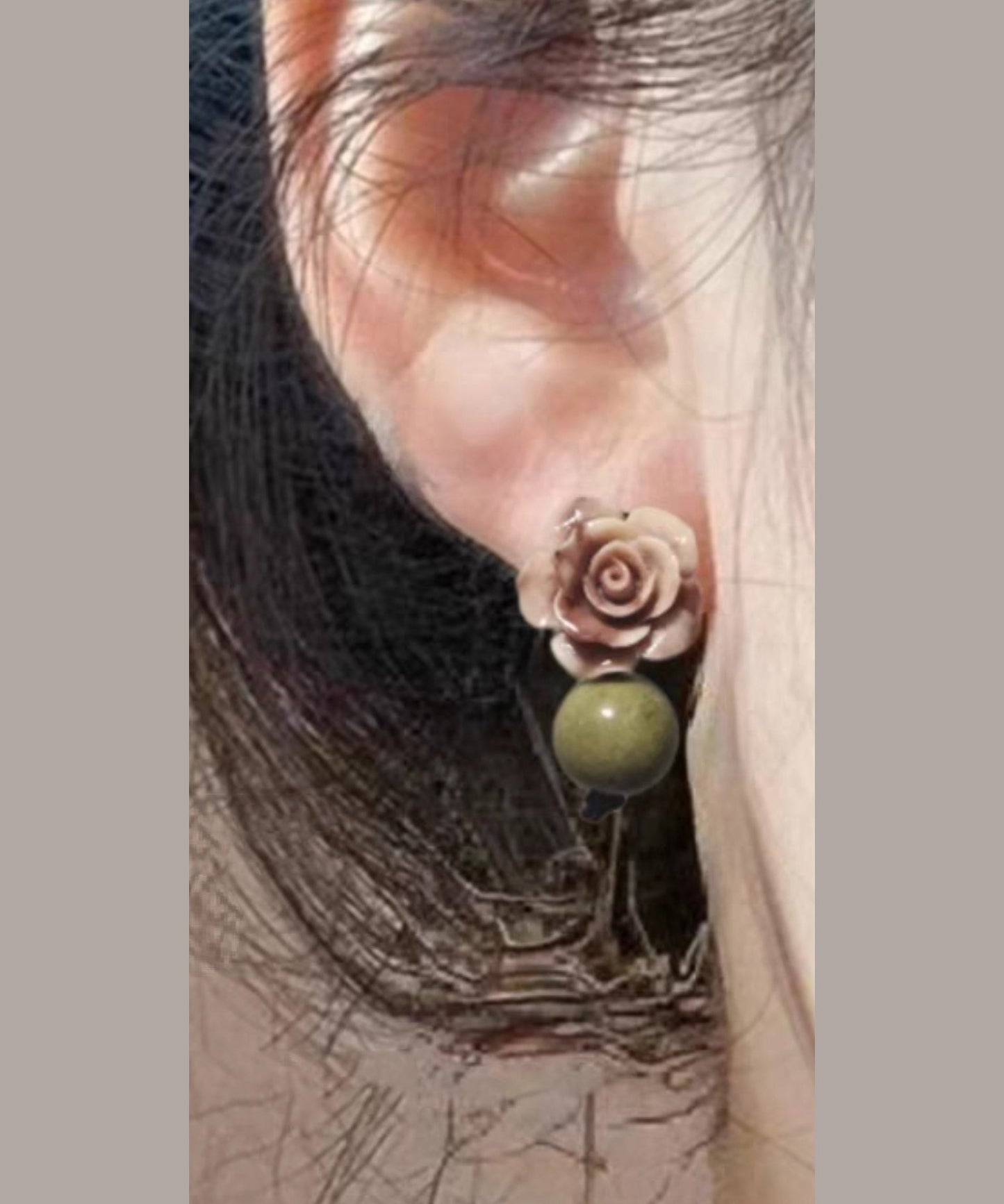 Fine Light Green Copper Alloy Tie Dye Shell Floral Drop Earrings