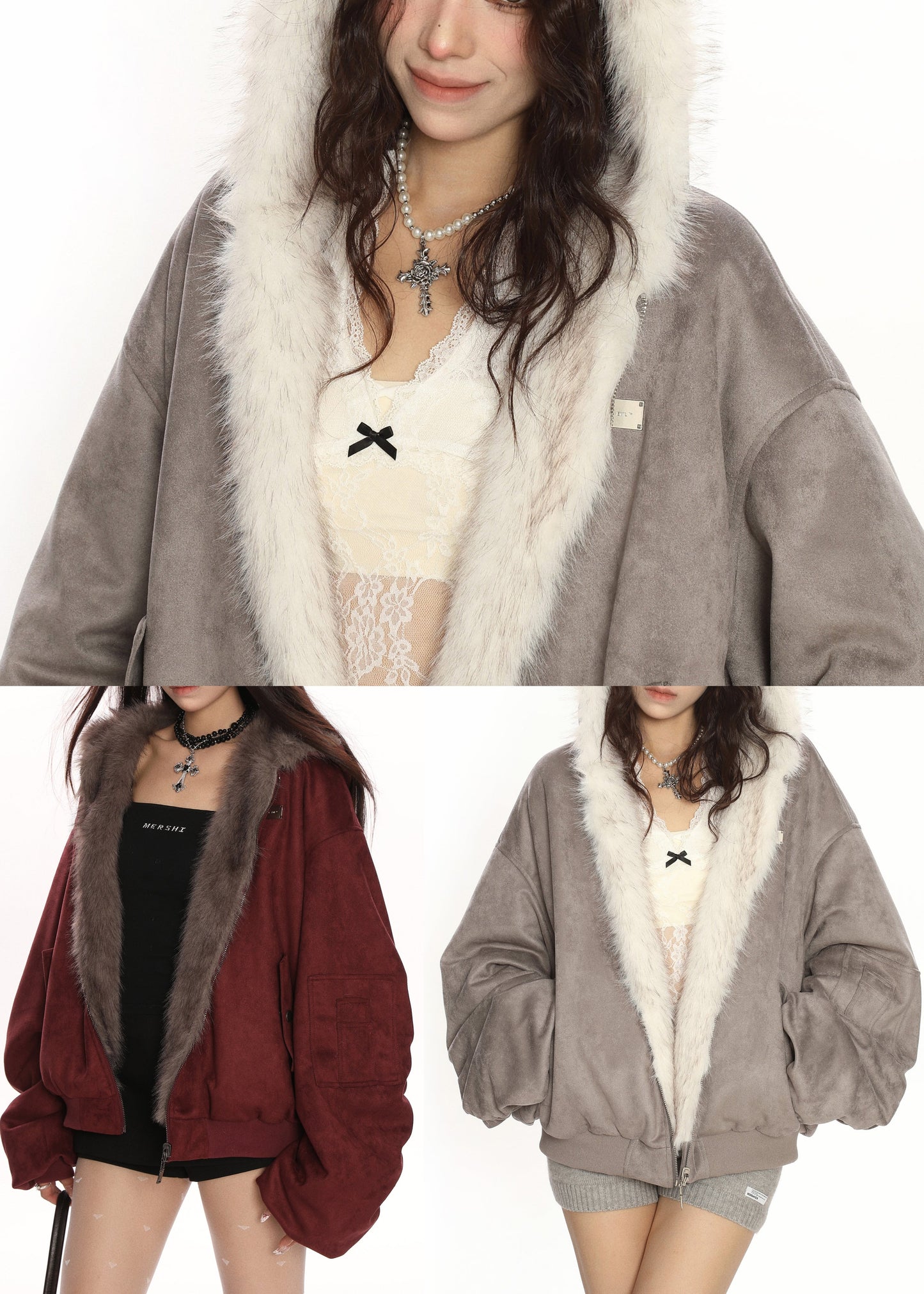 Chaqueta de invierno con capucha de gran tamaño y doble cara de Mulberry