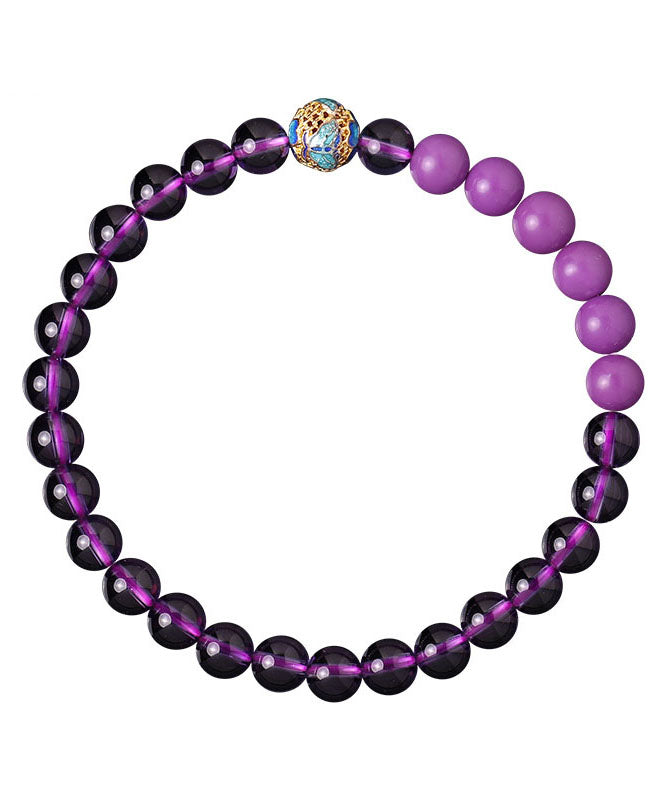 Pulsera fina de cristal morado esmaltado en color contrastante