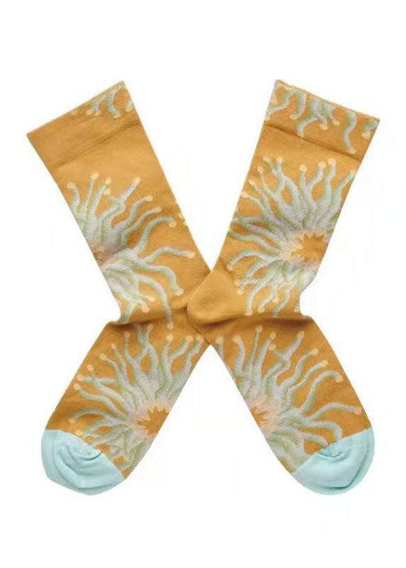 Feine Jacquard-Baumwollsocken im Retro-College-Stil bis zur Mitte der Wade