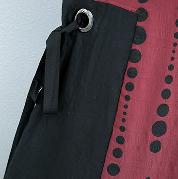 Feine burgunderfarbene Leinenkaftane in Übergröße, gepunktete Leinenkleidung, Kleid 2018, Patchwork-Leinenkaftane