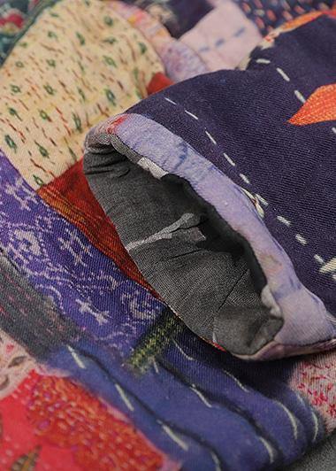 Fine plus size snow jackets prints overcoat patchwork color v neck womens coats - SooLinen