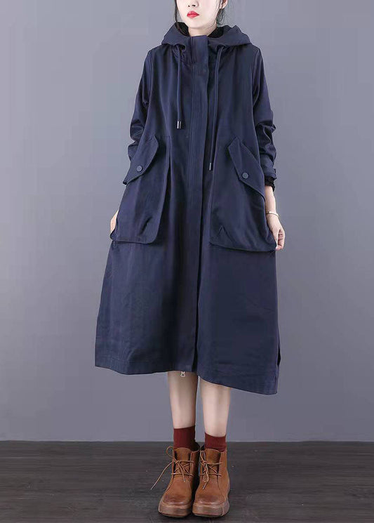 Taillierte Army Green Zip Up Taschen Baumwolle Trenchcoats Frühling