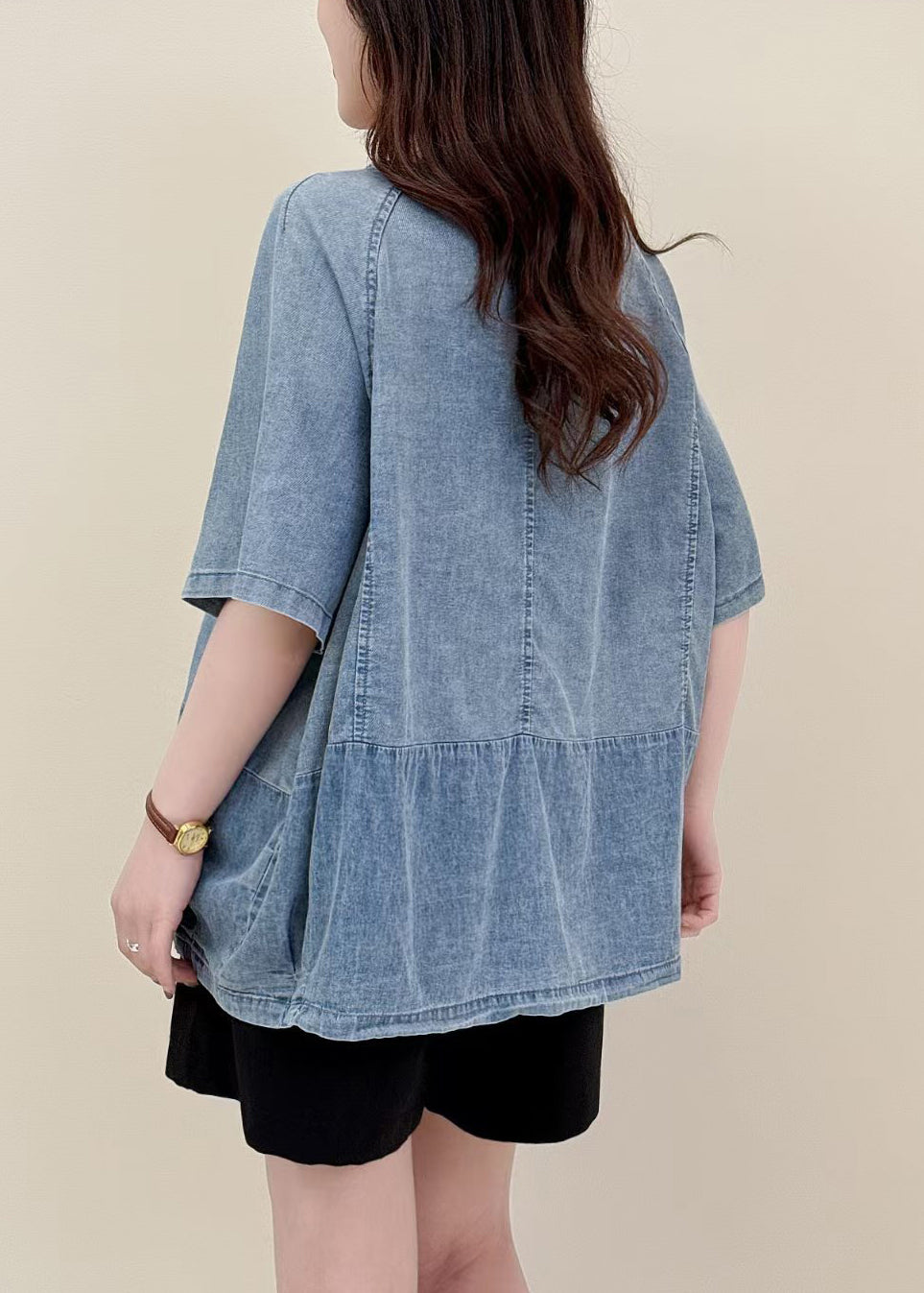 Fitted Blue U Neck Patchwork Denim Tank Summer