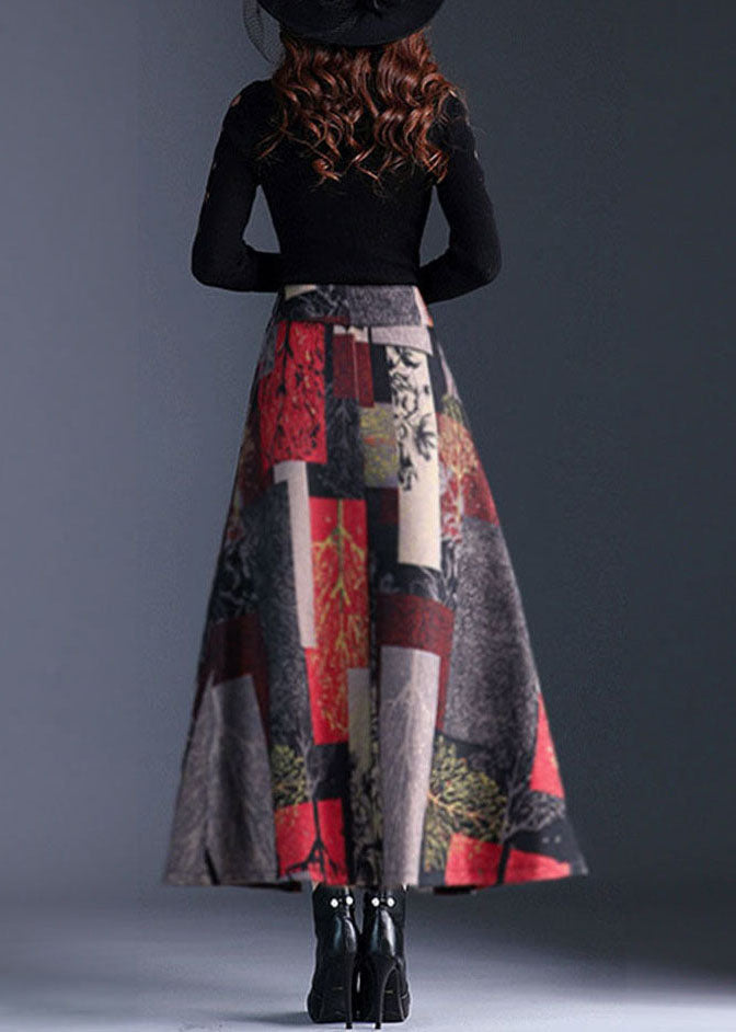 Taillierter Ziegelroter Karierter Wollrock Winter