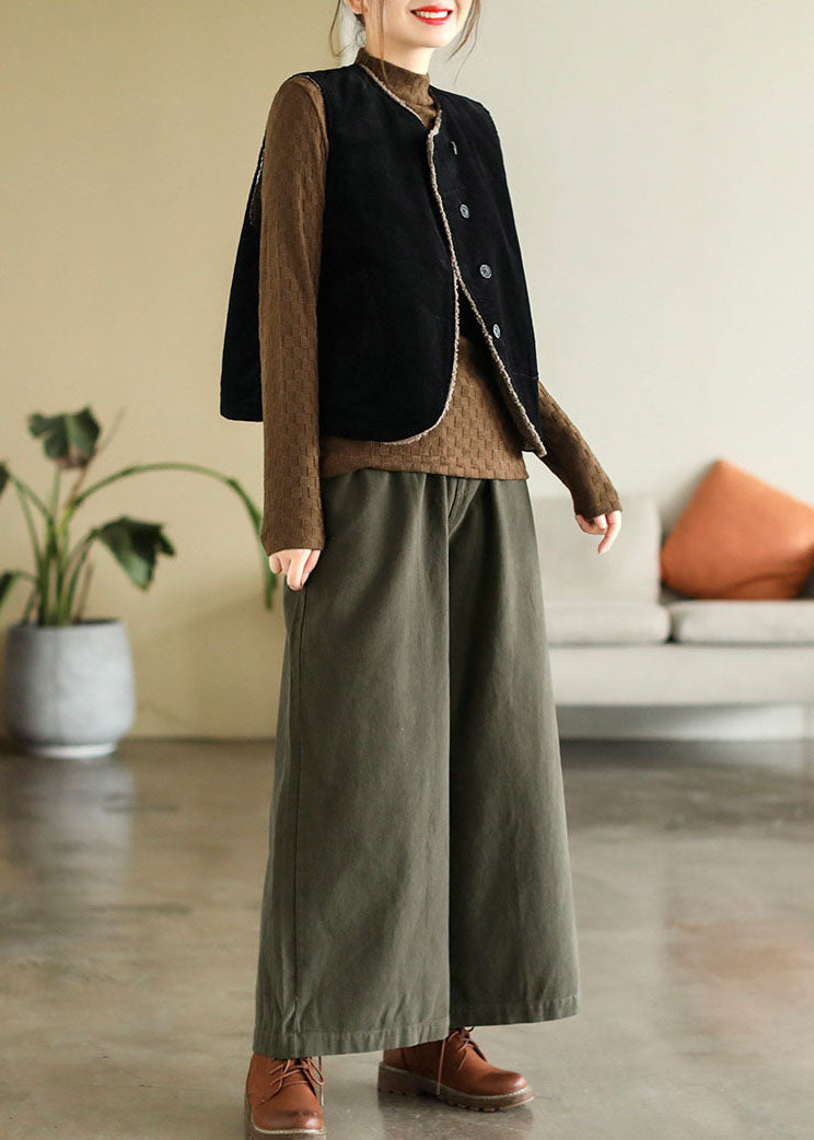 Taillierte Mulberry O-Ausschnitt Flauschige Wolle gefüttert Dicke Cord Weste Tops Winter