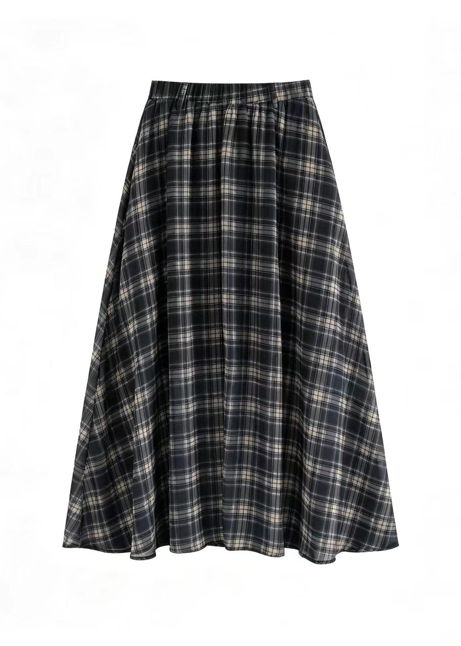Fitted Navy Plaid One Shoulder Lace Up Women Sets 2 Pieces Summer