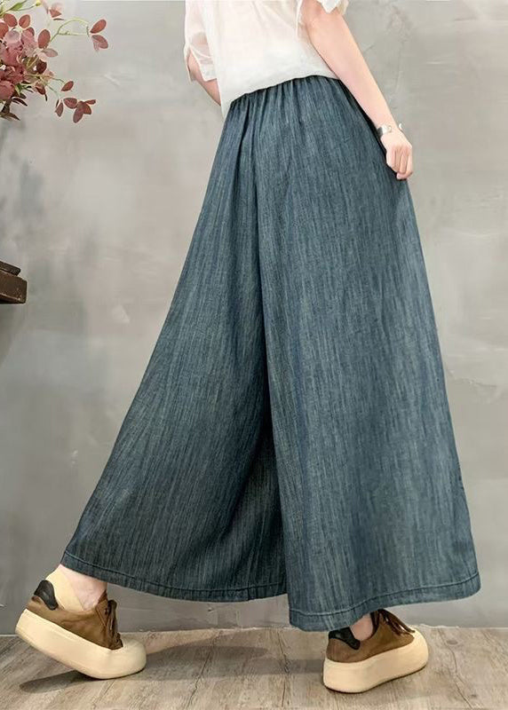 Fitted Oversized Patchwork Plaid Denim Wide Leg Pants Summer