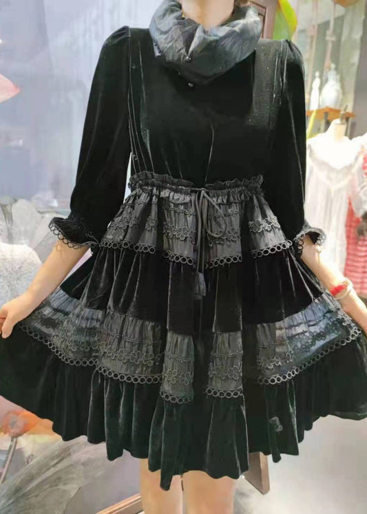 Tailliertes rotes, tailliertes Patchwork-Velours-Partykleid für den Frühling