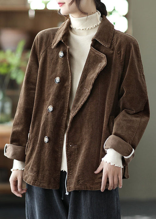 Taillierter, teegrüner PeterPan-Kragen, Patchwork-Herbstmantel mit Knopfleiste