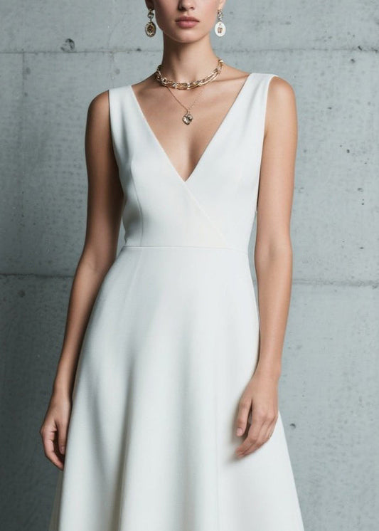 Fitted White Hollow Out Patchwork Draping Chiffon Vestidos Dresses Summer