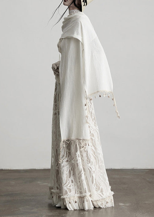 Figurbetonte weiße Quasten-Patchwork-Spitzenröcke für den Frühling