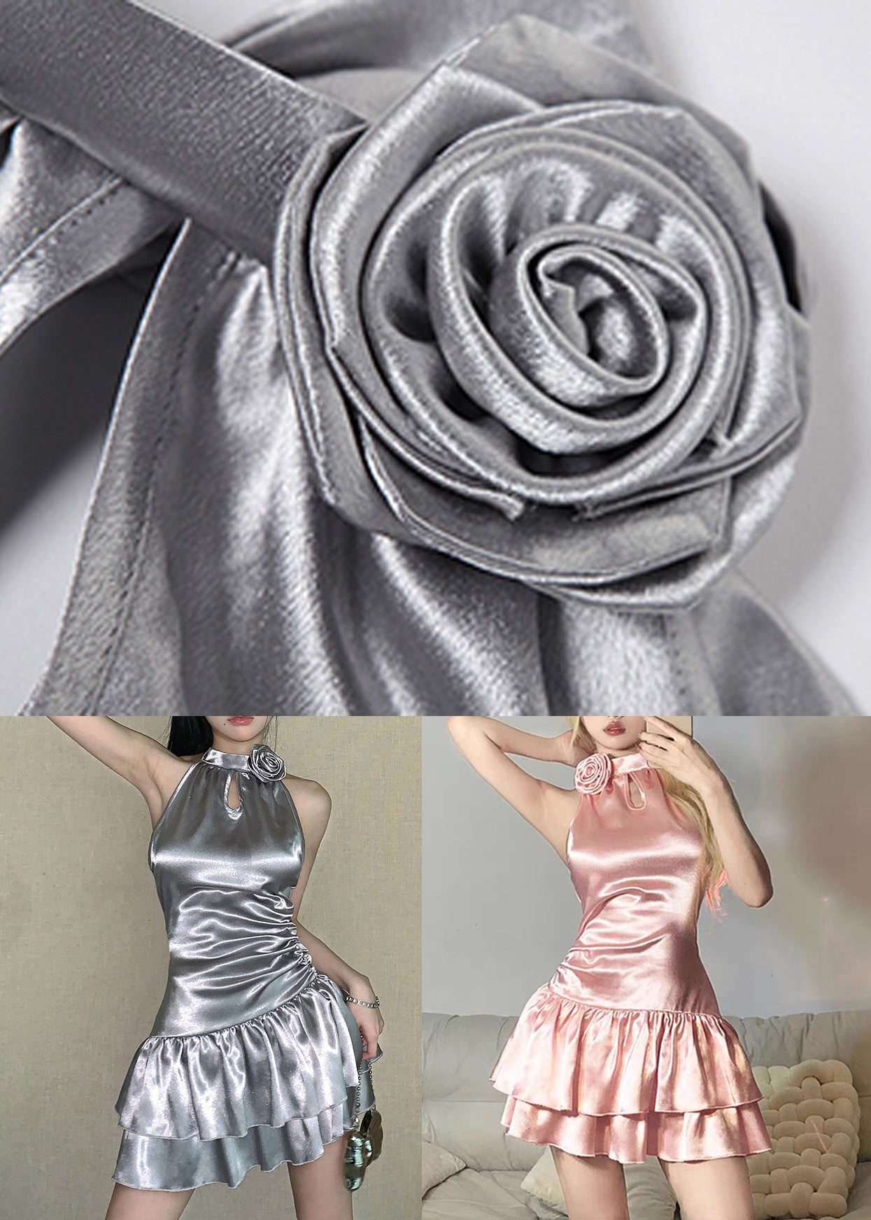 Floral Pink Wrinkled Solid Mini Dresses Sleeveless