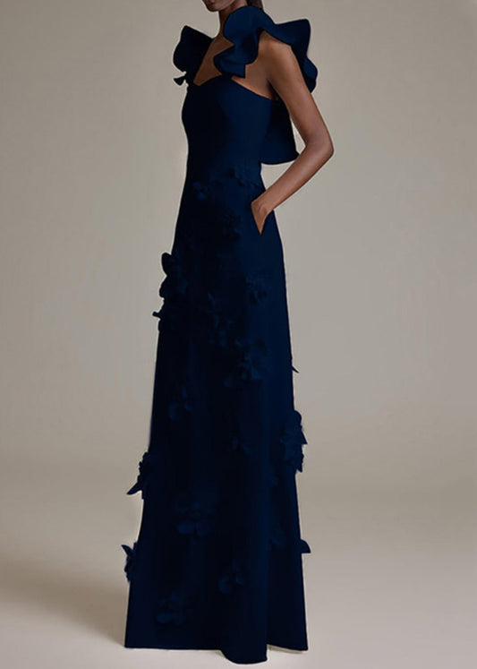 Floral White Ruffled Pockets Cotton Party Dress Sleeveless