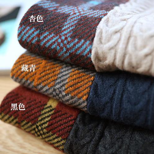 For Spring Spring White Sweaters Loose Fitting High Neck Patchwork Tops - SooLinen