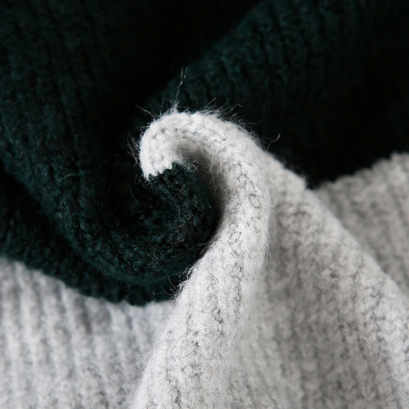 Für die Arbeit Pullover Kleid Outfit Frauen Langarm grün gestreiften Tunika Strickkleid Herbst High Neck