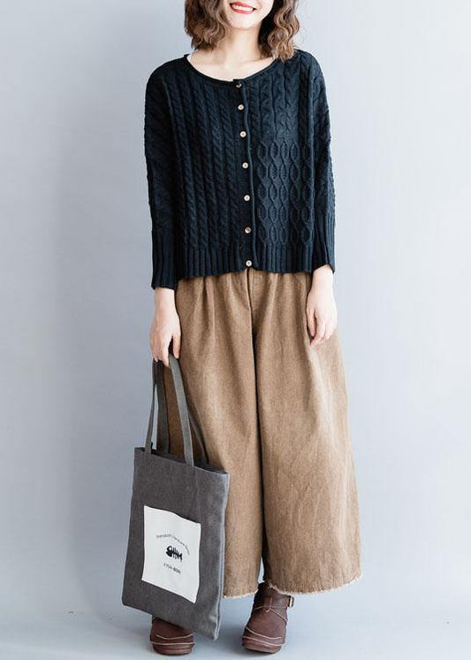 For Work o neck black knitted blouse oversized Batwing Sleeve knitted pullover - SooLinen