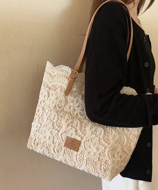 French Beige Large Capacity Lace Shoulder Bags