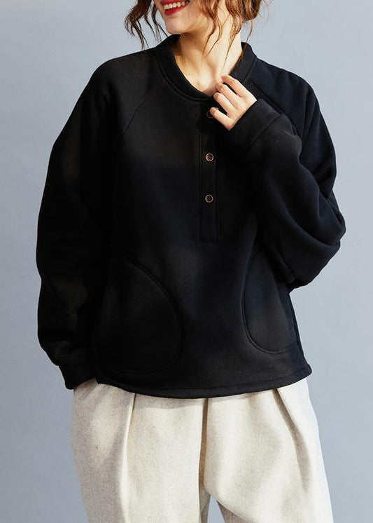 French Black Cotton Tops Women Blouses O Neck Art Spring blouse - SooLinen