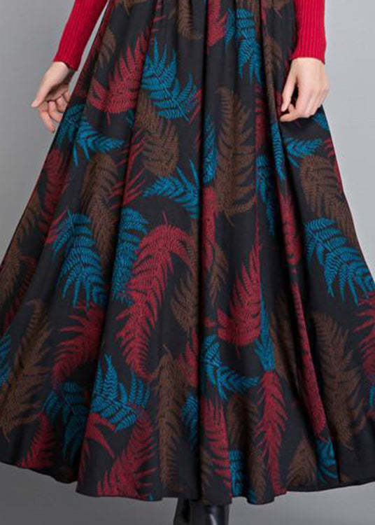 Französischer schwarzer Druckkreis, dicke A-Linie, Herbst-Winter-Röcke