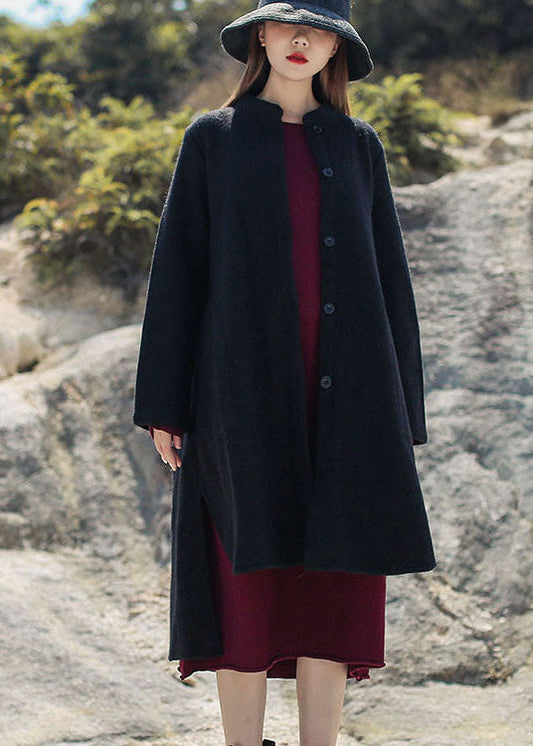 Französischer schwarzer Stehkragen mit niedrigem und hohem Design, Wollmäntel für den Winter